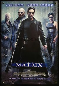 8r308 MATRIX DS advance 1sh '99 Keanu Reeves, Carrie-Anne Moss, Laurence Fishburne, Wachowski Bros!
