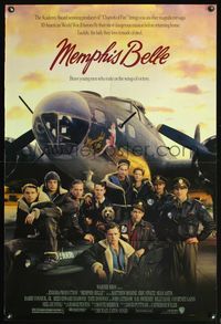 8r312 MEMPHIS BELLE 1sh '90 Matt Modine, Sean Astin, cool cast portrait by WWII airplane!