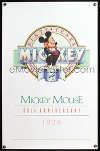 8r313 MICKEY MOUSE 60TH ANNIVERSARY commercial 1sh '88 Disney, art of Mickey Mouse in tuxedo!