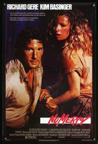 8r341 NO MERCY 1sh '86 close up of sexy Kim Basinger handcuffed to Richard Gere!