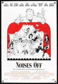 8r342 NOISES OFF DS 1sh '92 great wacky Al Hirschfeld art of cast as puppets!