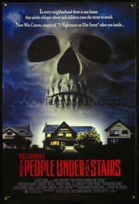 8r355 PEOPLE UNDER THE STAIRS DS 1sh '91 Wes Craven, cool image of huge skull looming over house!
