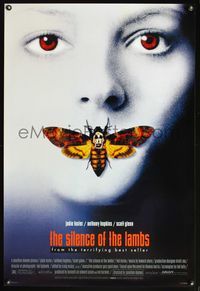 8r424 SILENCE OF THE LAMBS DS 1sh '90 great image of Jodie Foster with moth over mouth!