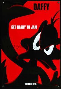 8r445 SPACE JAM teaser 1sh '96 great art of serious Daffy Duck!