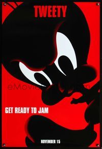 8r446 SPACE JAM teaser 1sh '96 great shadowy image of Tweety Bird!