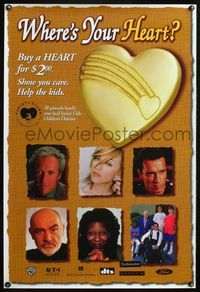 8r536 WHERE'S YOUR HEART? special poster '90s Variety Club Charity, Sean Connery, Clint Eastwood!