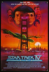 8r458 STAR TREK IV 1sh '86 cool art of Leonard Nimoy & William Shatner by Bob Peak!