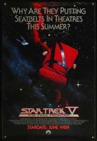 8r461 STAR TREK V advance 1sh '89 The Final Frontier, image of theater chair w/seatbelt!