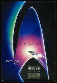 8r466 STAR TREK: GENERATIONS advance 1sh '94 Patrick Stewart, William Shatner, cool sci-fi art!