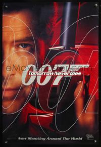 8r501 TOMORROW NEVER DIES teaser 1sh '97 super close image of Pierce Brosnan as James Bond 007!
