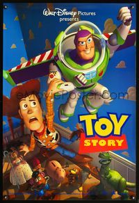 8r503 TOY STORY DS 1sh '95 Disney & Pixar cartoon, great image of Buzz, Woody & cast!