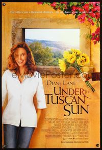 8r514 UNDER THE TUSCAN SUN DS 1sh '03 pretty Diane Lane being offered flowers!