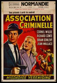 8s464 BIG COMBO Belgian '55 art of Cornel Wilde & sexy Jean Wallace, classic film noir!