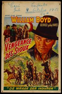 8s523 HILLS OF OLD WYOMING Belgian '50s cool action art of William Boyd as Hopalong Cassidy!