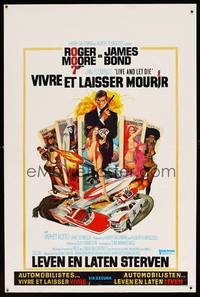 8s528 LIVE & LET DIE Belgian '73 art of Roger Moore as James Bond 007 by Robert McGinnis!