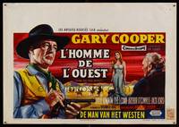 8s537 MAN OF THE WEST Belgian '58 art of Gary Cooper as the man of the soft word & fast draw!