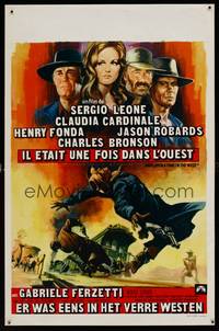 8s556 ONCE UPON A TIME IN THE WEST Belgian '68 Leone, art of Cardinale, Fonda, Bronson & Robards!