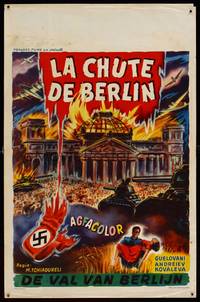 8s560 PADENIYE BERLINA Belgian '49 Mikheil Chiaureli, fiery art of Nazi downfall!