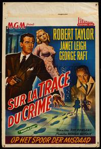 8s574 ROGUE COP Belgian '54 film noir art of Robert Taylor, George Raft, & sexy Janet Leigh!