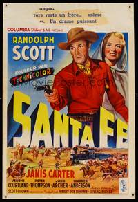 8s577 SANTA FE Belgian '51 art of cowboy Randolph Scott in New Mexico, directed by Irving Pichel!