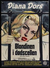 8s018 BLONDE SINNER Danish '56 great Wenzel art of sexiest bad girl Diana Dors close up!