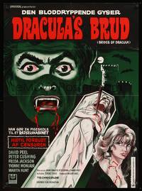 8s022 BRIDES OF DRACULA Danish '60 Terence Fisher, Hammer, K. Wenzel horror artwork!