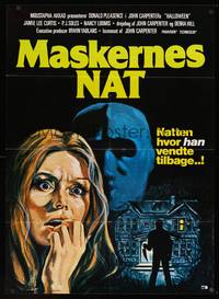 8s026 HALLOWEEN Danish '78 John Carpenter classic, different Hansen horror art!