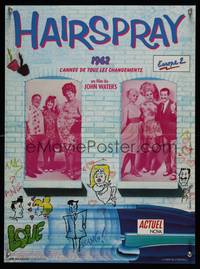 8s378 HAIRSPRAY French 16x21 '88 cult musical by John Waters, Ricki Lake, Divine, Sonny Bono!