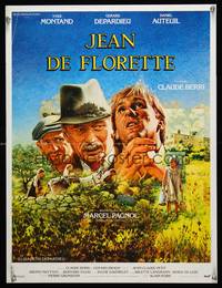 8s387 JEAN DE FLORETTE French 16x21 '86 Claude Berri, art of Yves Montand & Depardieu by Jouin!