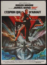 8s420 SPY WHO LOVED ME French 15x21 '77 great art of Roger Moore as James Bond 007 by Bob Peak!