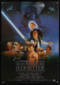 8s267 RETURN OF THE JEDI German '83 George Lucas classic, Mark Hamill, Harrison Ford, Sano art!