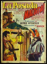 8s069 JAMAICA INN Mexican poster '39 Alfred Hitchcock, art of Charles Laughton & Maureen O'Hara!