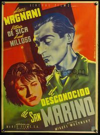 8s070 UNKNOWN MEN OF SAN MARINO Mexican poster '46 Satora art of Anna Magnani & Vittorio De Sica!