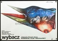8s681 FORGIVE ME Polish 26x38 '87 Russian, really bizarre Procka Socha fish/bird w/breast artwork!