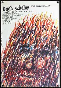 8s688 GHOST SCHOOL Polish 26x38 '87 really cool Procka art of face composed of flames!