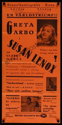 8s055 SUSAN LENOX Swedish stolpe '32 Greta Garbo, Clark Gable!