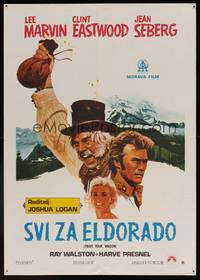 8s325 PAINT YOUR WAGON Yugoslavian '69 art of Clint Eastwood, Lee Marvin & pretty Jean Seberg!