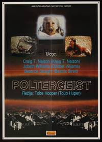 8s328 POLTERGEIST Yugoslavian '82 Tobe Hooper, classic, they're here, image of little girl in TV!