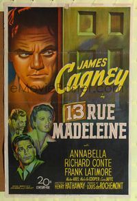 8t007 13 RUE MADELEINE 1sh '46 great art of James Cagney who must stop double agent Conte!