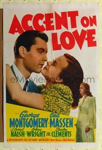 8t017 ACCENT ON LOVE 1sh '41 George Montgomery, Osa Massen, Cobina Wright!