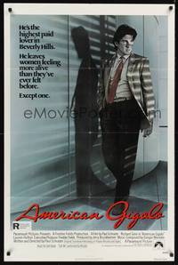 8t036 AMERICAN GIGOLO int'l 1sh '80 handsome male prostitute Richard Gere is framed for murder!