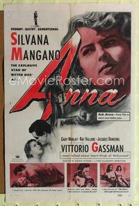 8t039 ANNA 1sh '53 sultry, sensational Silvana Mangano, Vittorio Gassman!