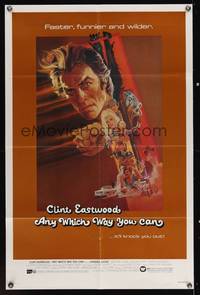 8t041 ANY WHICH WAY YOU CAN 1sh '80 cool artwork of Clint Eastwood & Clyde by Bob Peak!
