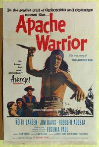 8t042 APACHE WARRIOR 1sh '57 Keith Larson, Native American Indian warriors!