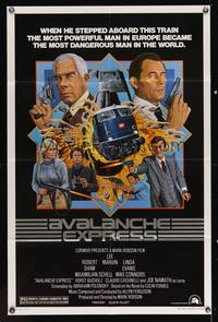 8t054 AVALANCHE EXPRESS 1sh '79 Lee Marvin, Robert Shaw, cool montage art by Larry Salk!