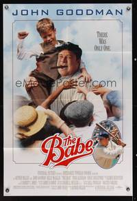 8t055 BABE 1sh '92 great image of John Goodman as Ruth, greatest baseball player of all-time!