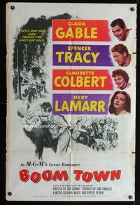8t115 BOOM TOWN 1sh R46 Clark Gable, Spencer Tracy, Claudette Colbert, Hedy Lamarr!