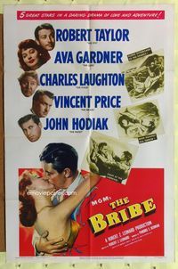 8t126 BRIBE 1sh '49 Robert Taylor, sexy young Ava Gardner, Charles Laughton, Vincent Price!