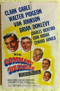 8t185 COMMAND DECISION 1sh '48 Clark Gable, Walter Pidgeon, Van Johnson, Brian Donlevy!