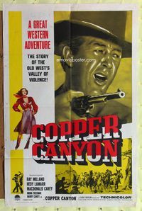 8t192 COPPER CANYON 1sh R62 art of Hedy Lamarr, close-up of Ray Milland w/revolver!